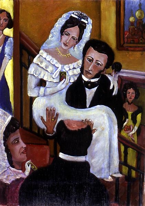 After The Wedding, Pushkin And The Bride by Vladimir Makarov, 1993